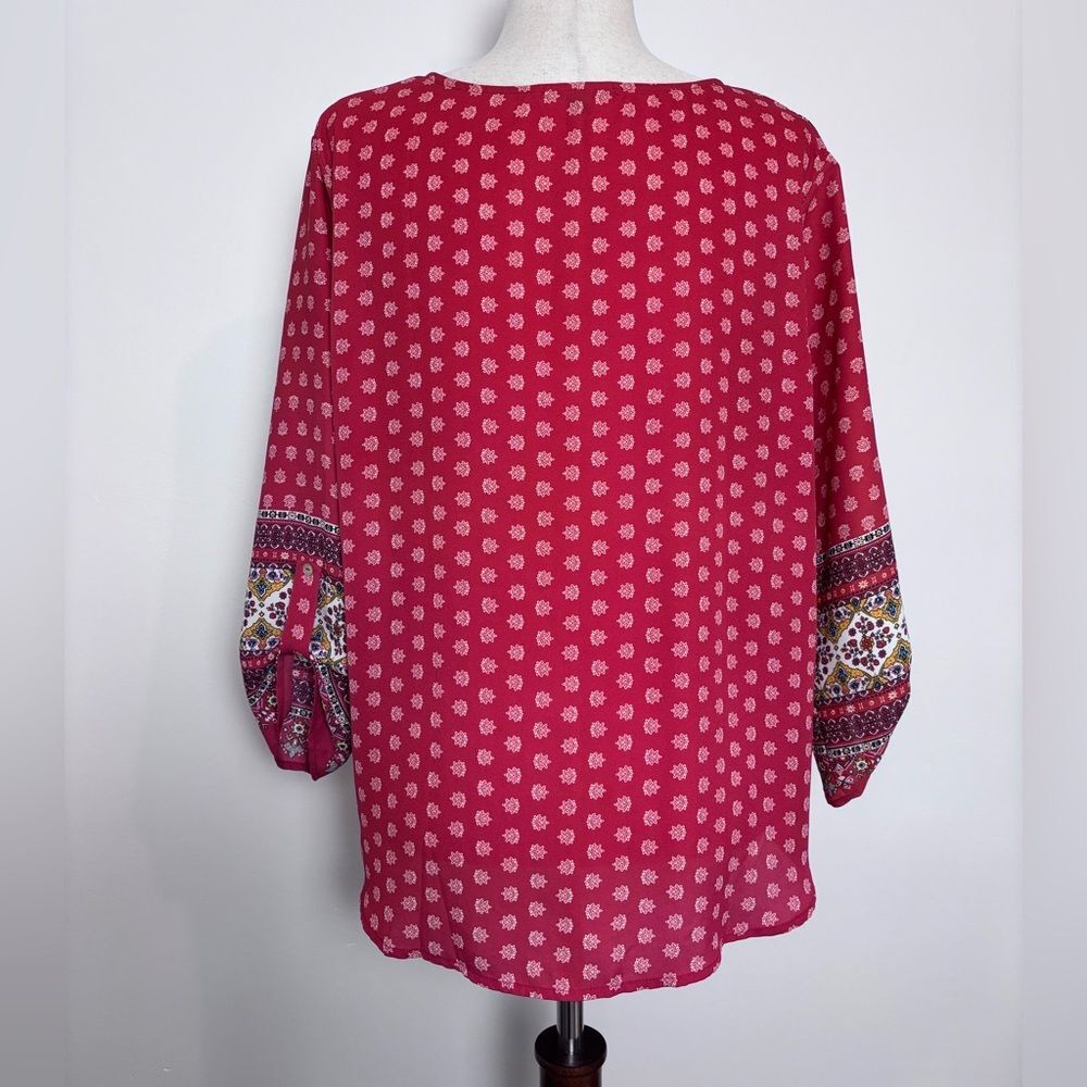 West Kei Bohemian Print Blouse semi sheer - Picture 5 of 7